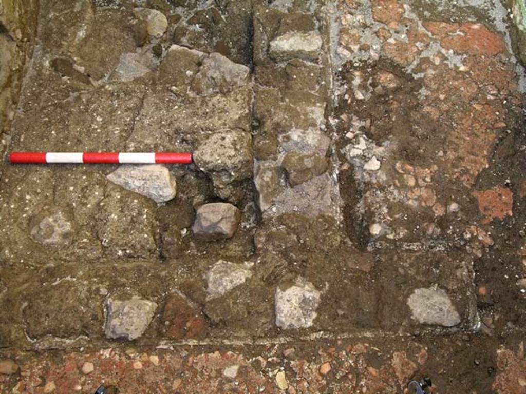 VI.25, Herculaneum. May 2004. Rear room, detail from flooring at north end. Photo courtesy of Nicolas Monteix.